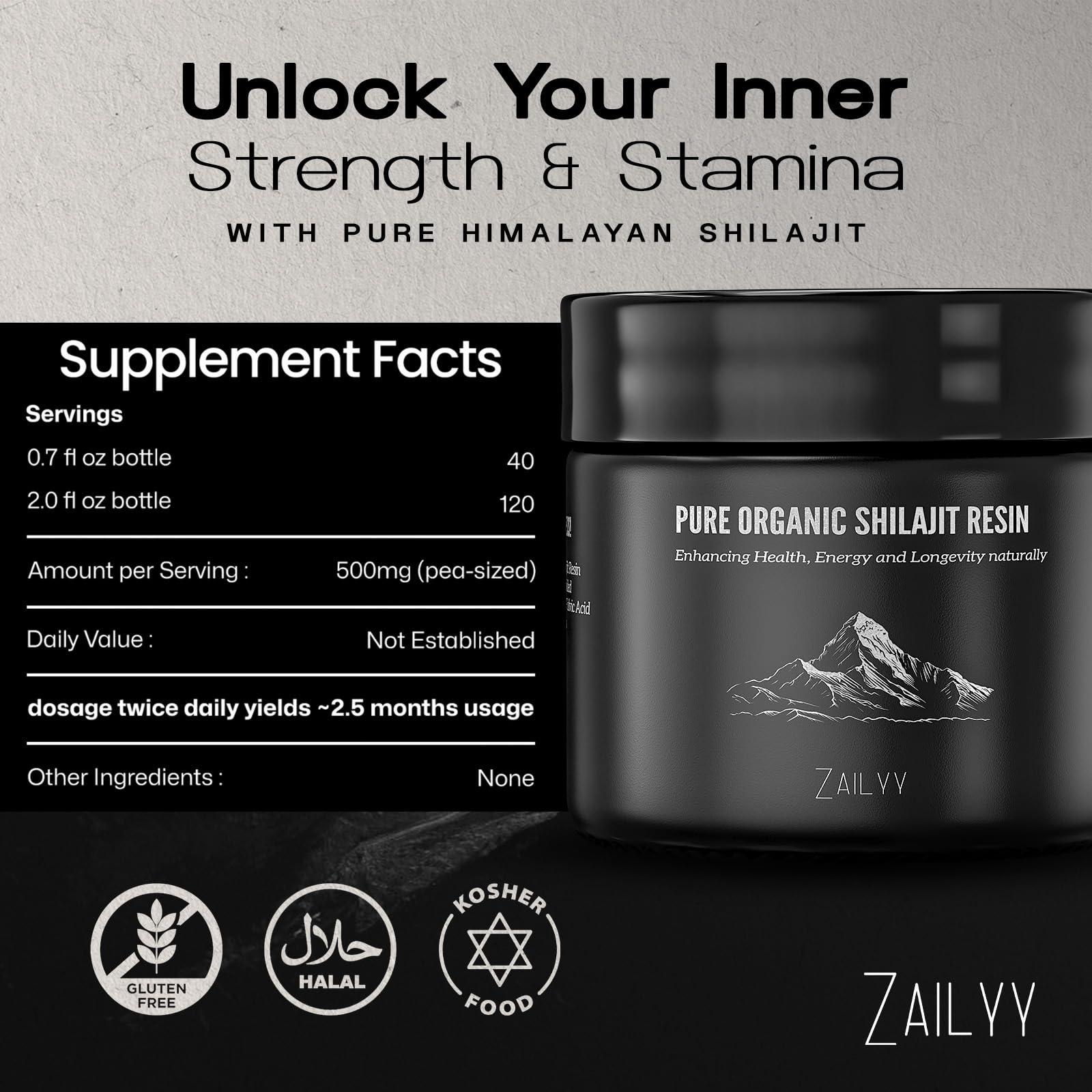 ZAILYY Pure Himalayan Organic Shilajit Resin Supplement 80g | Lab-Tested & Natural | Premium Grade with Fulvic Acid & Trace Minerals | Energy & Vitality Booster for Men & Women