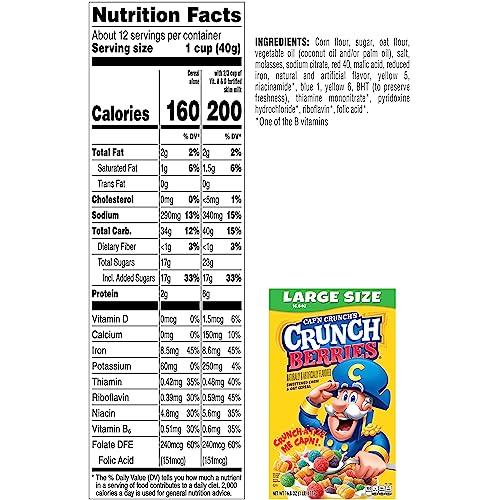 Cap'n Crunch Cap'n Crunch Cereal, Crunch Berries, 16.8oz Boxes (4 Pack)