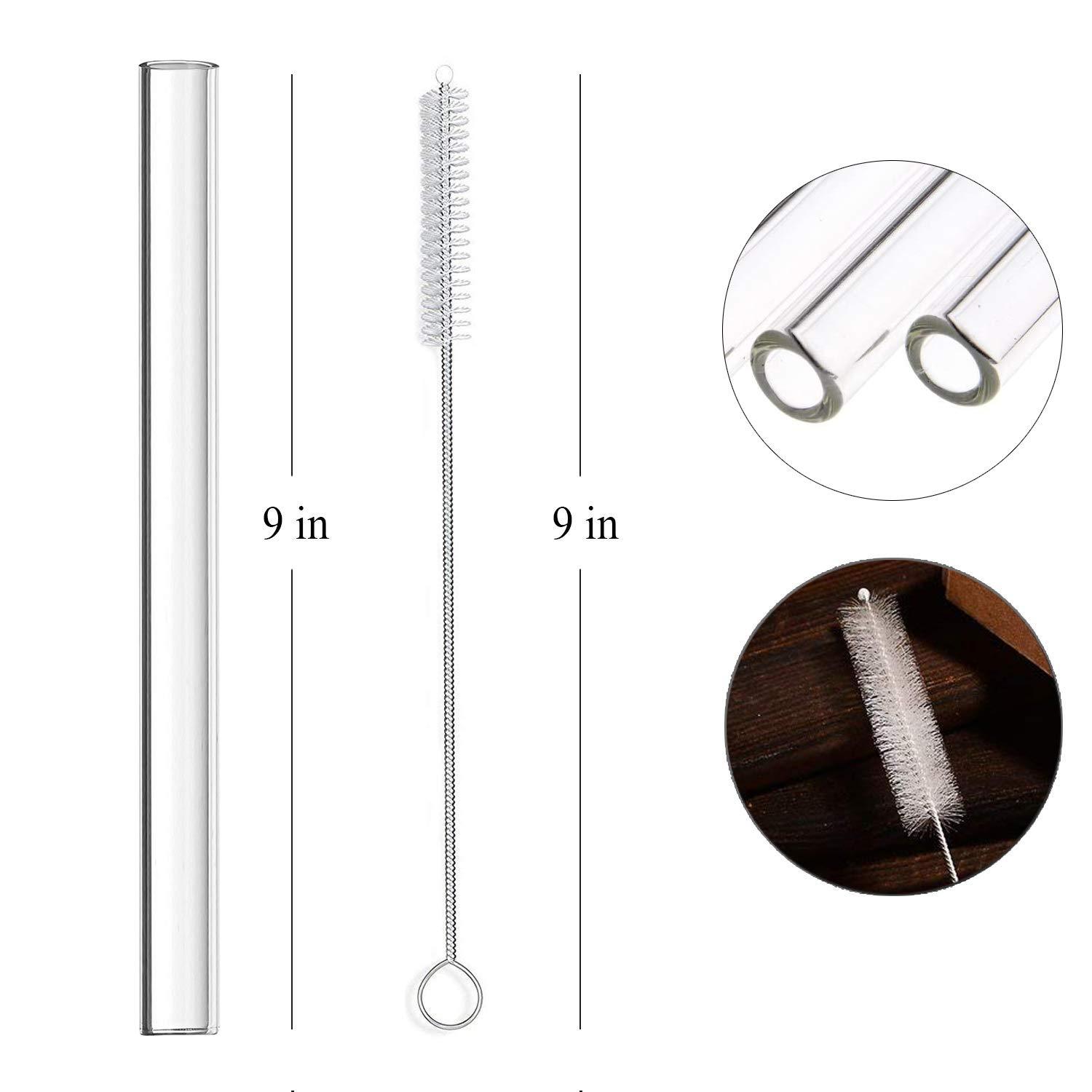 ALINK ALINK 2 Glass Boba Straws + 10 Short Glass Straws