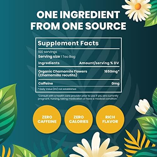 Cederberg Tea Company Organic Chamomile Tea — 100 Tea Bags | Organic Herbal Tea From Single Origin | Eco-Friendly Tea Bags | Non-GMO Caffeine Free Tea With Zero Sugar | Cederberg Tea Company