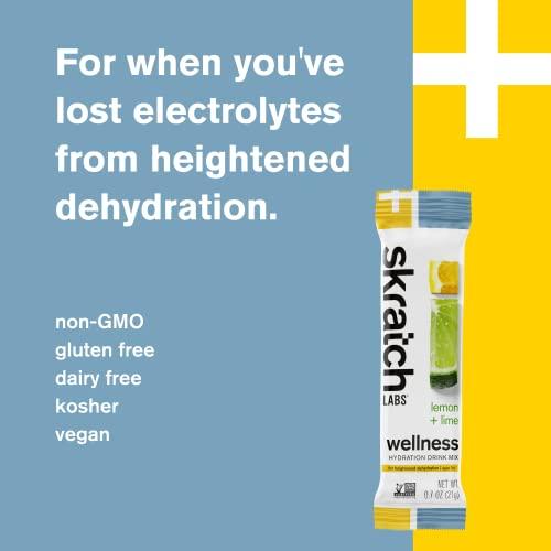 Skratch Labs SKRATCH LABS Wellness Hydration Drink Mix, Lemon and Lime (8 Pack Single Serving), Oral Rehydration Solution, ORS, Vegan, Non-GMO, Gluten Free, Dairy Free, Kosher