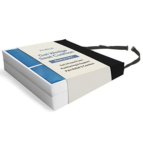 ProHeal Gel Wedge Wheelchair Seat Cushion, Bariatric -High Density Foam, Stretch Nylon Cover, Deep Immersion Gel for Pressure Redistribution -Back, Tailbone, Coccyx Support -Eliminates Sliding -26"x20"x4"-2"