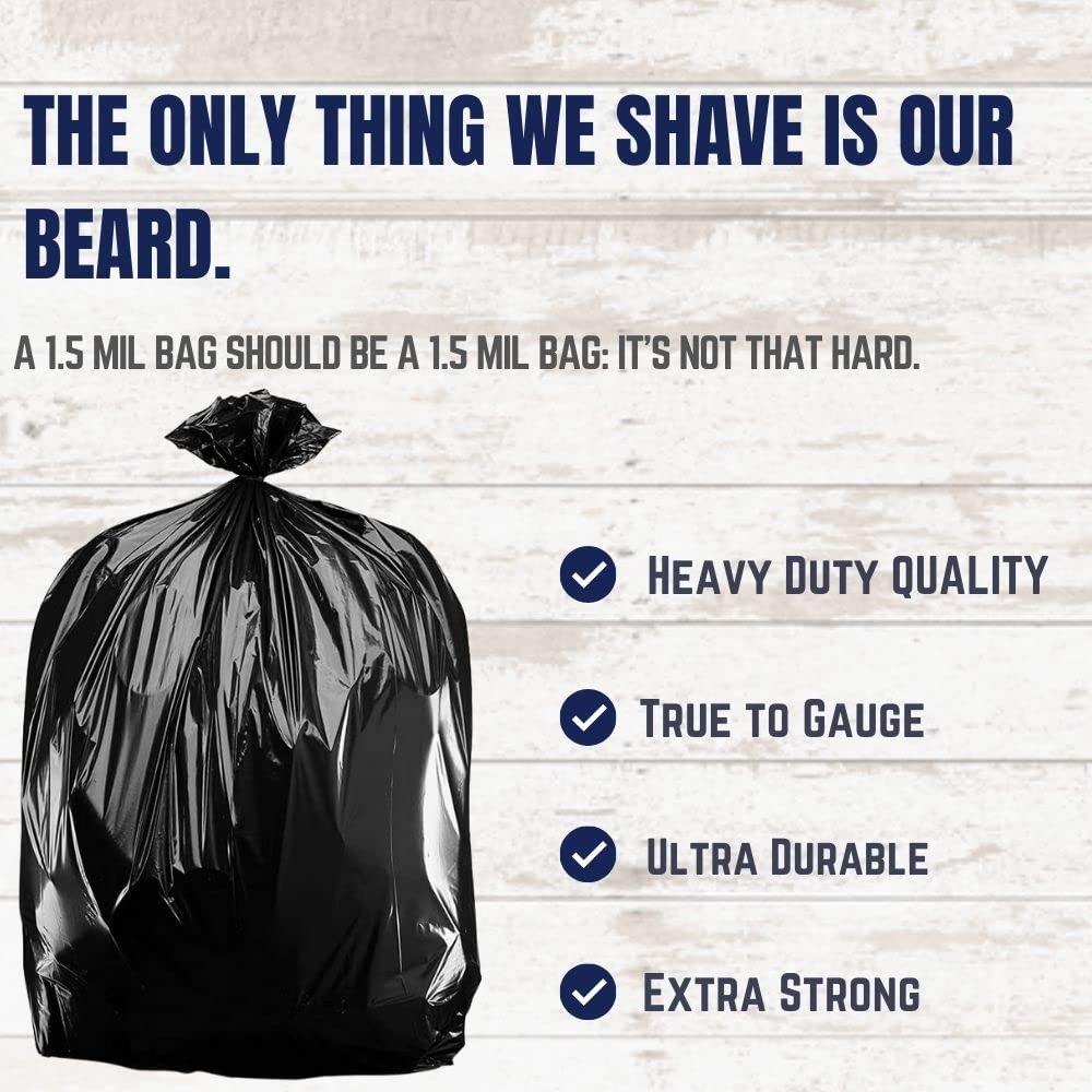 Plasticplace Plasticplace Heavy Duty Trash Bags: 40-45 Gallon Black Trash Bags, 1.5 Mil, 40\"x46\" Size, Heavy Duty Black Garbage Bags (100 Count)