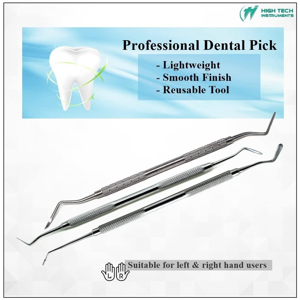 HIGH TECH INSTRUMENTS All in One 20 Pcs Teeth Cleaning Kit Made of Stainless Steel with Knurled Handles to Eliminate Bad Breath Improve Oral Health Professional Dentist Picks Tartar Stain Calculus Plaque Remover