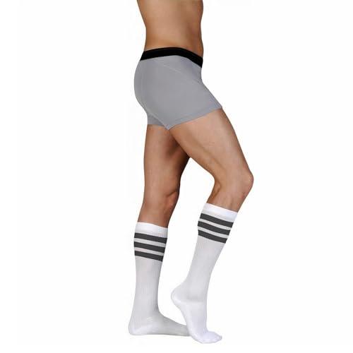 Juzo Juzo Power Comfort 15-20 mmHg Compression Stockings, Ribbed Texture, Knee High, Closed Toe | Compression Socks for Tired, Aching or Swollen Legs, Mild Varicosities | Retro White, Large