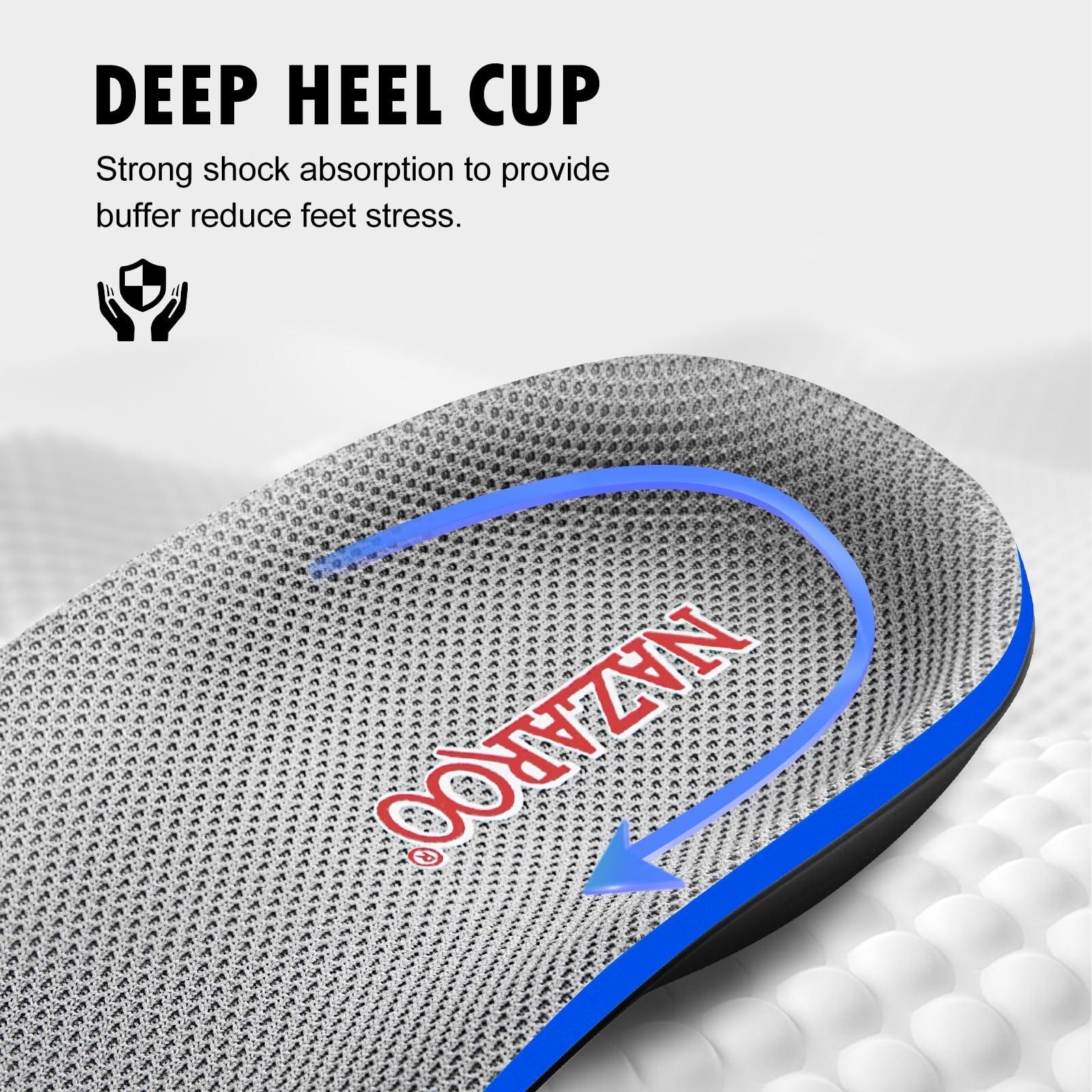 NAZAROO Shoe Insoles Arch Support Inserts Orthotic Insoles for Plantar Fasciitis, Flat Feet, High Arch, Pronation, Heel Spurs & Foot Pain