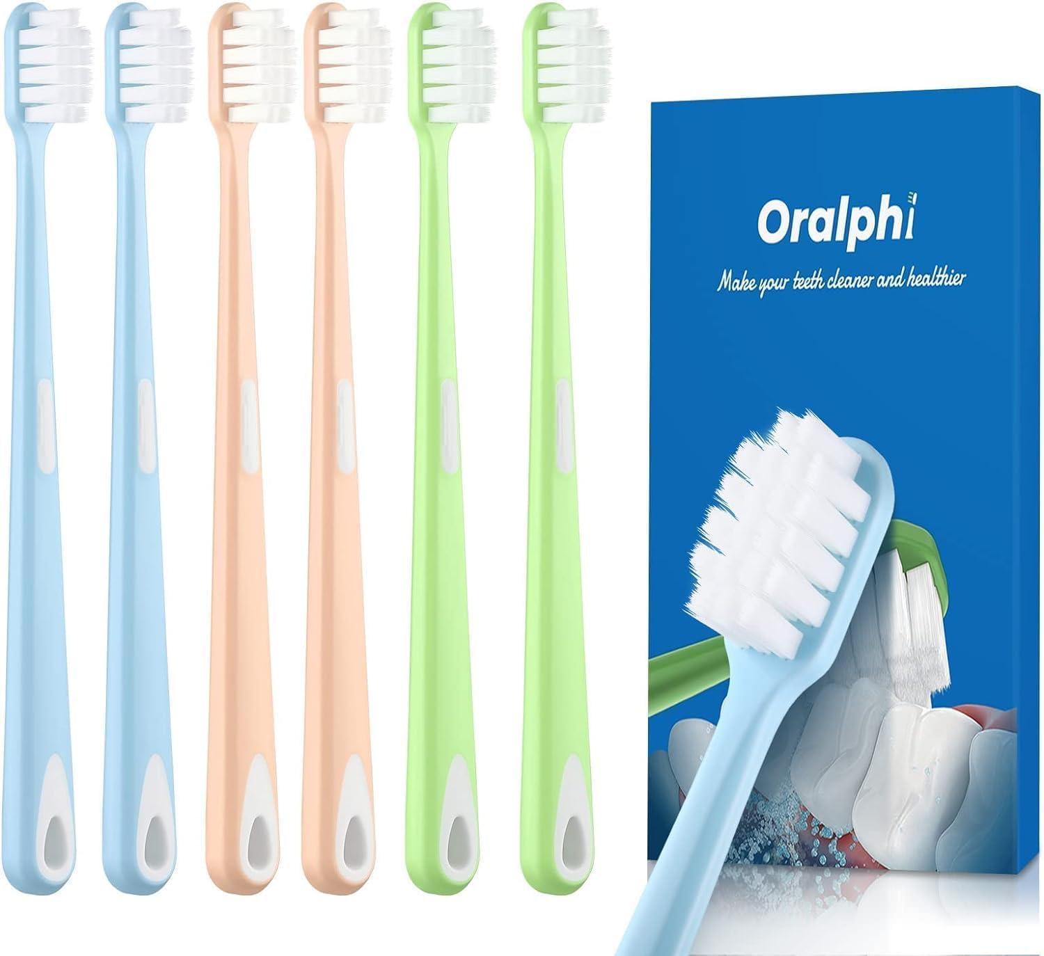 Oralphi Oralphi Extra Soft Toothbrush for Sensitive Gums, Compact Head Soft Bristle Toothbrush with 10000 Soft Flossing Micro Nano Bristles for Adults, Pregnant Women, Elderly, Braces