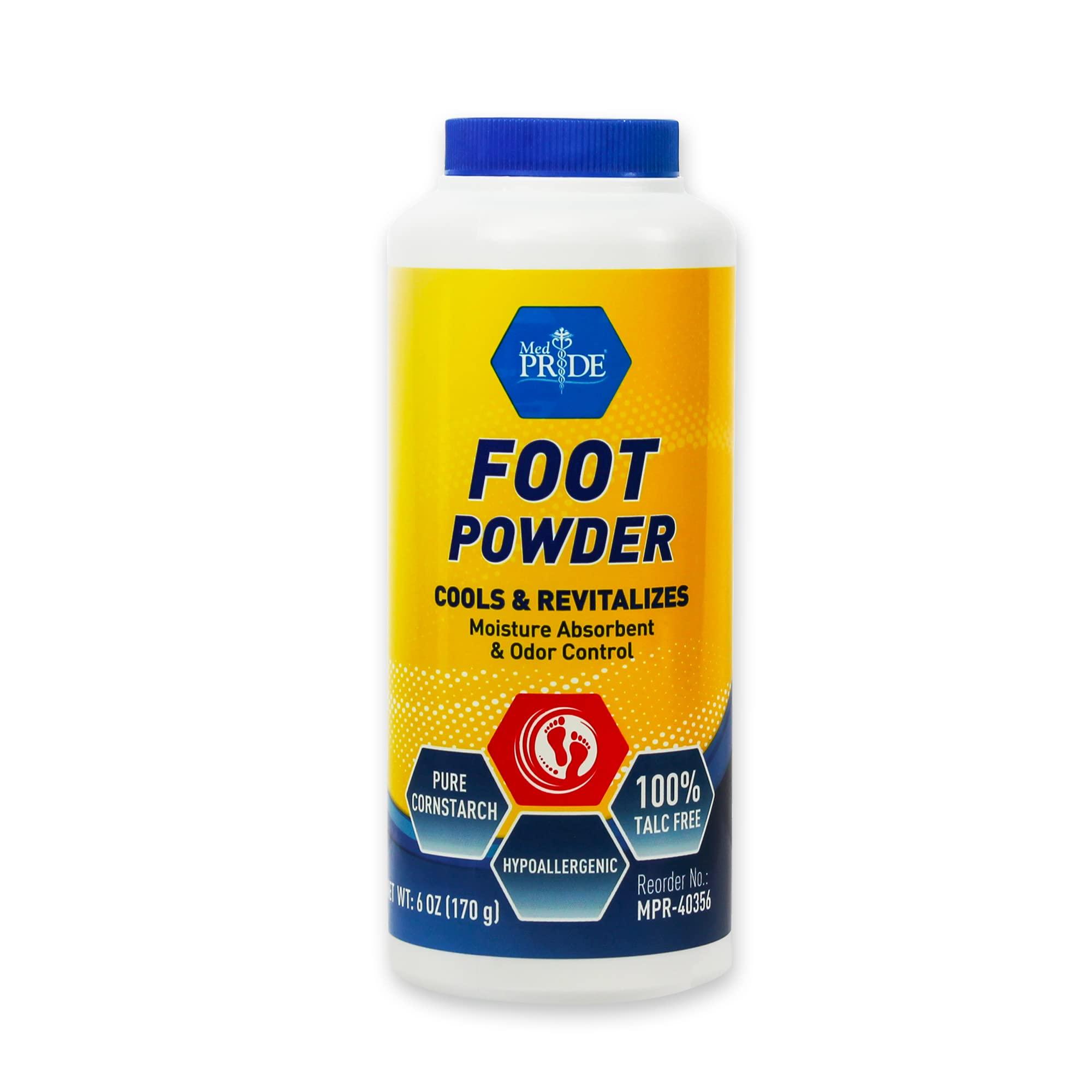 MED PRIDE MED PRIDE Premium Foot Powder For Moisture Control - Hypoallergenic, 100% Talc-Free Foot Cooling Powder To Reduce Odors And Absorb Sweat & Excess Moisture- Shoe & Foot Odor Eliminator Powder- 6oz