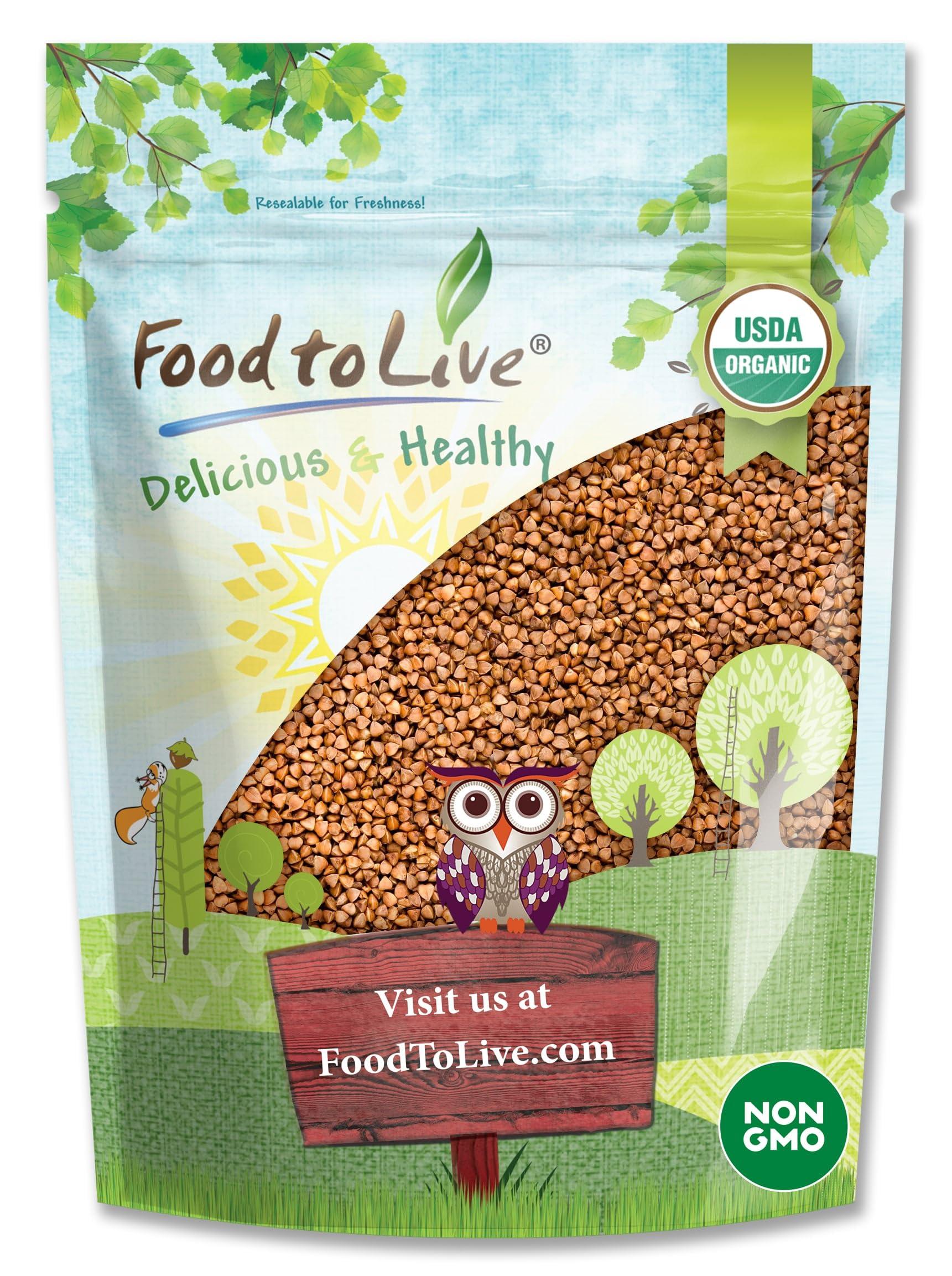 Food to Live Food to Live Gluten Free Organic Roasted Buckwheat Kasha, 5 Pounds Non-GMO Whole Groats. Quick-Cooking. Good Source of Fiber, Protein, and Copper.