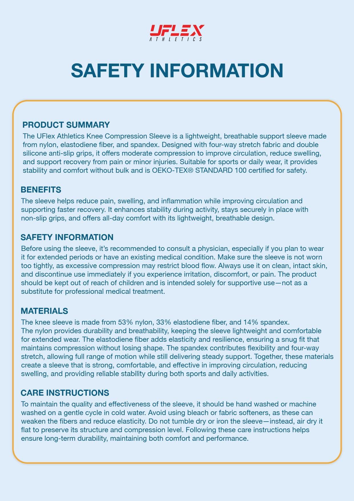 UFlex Athletics UFlex Athletics Knee Compression Sleeve Support for Women and Men - Knee Brace for Pain Relief, Fitness, Weightlifting, Hiking, Sports - Blue, Large