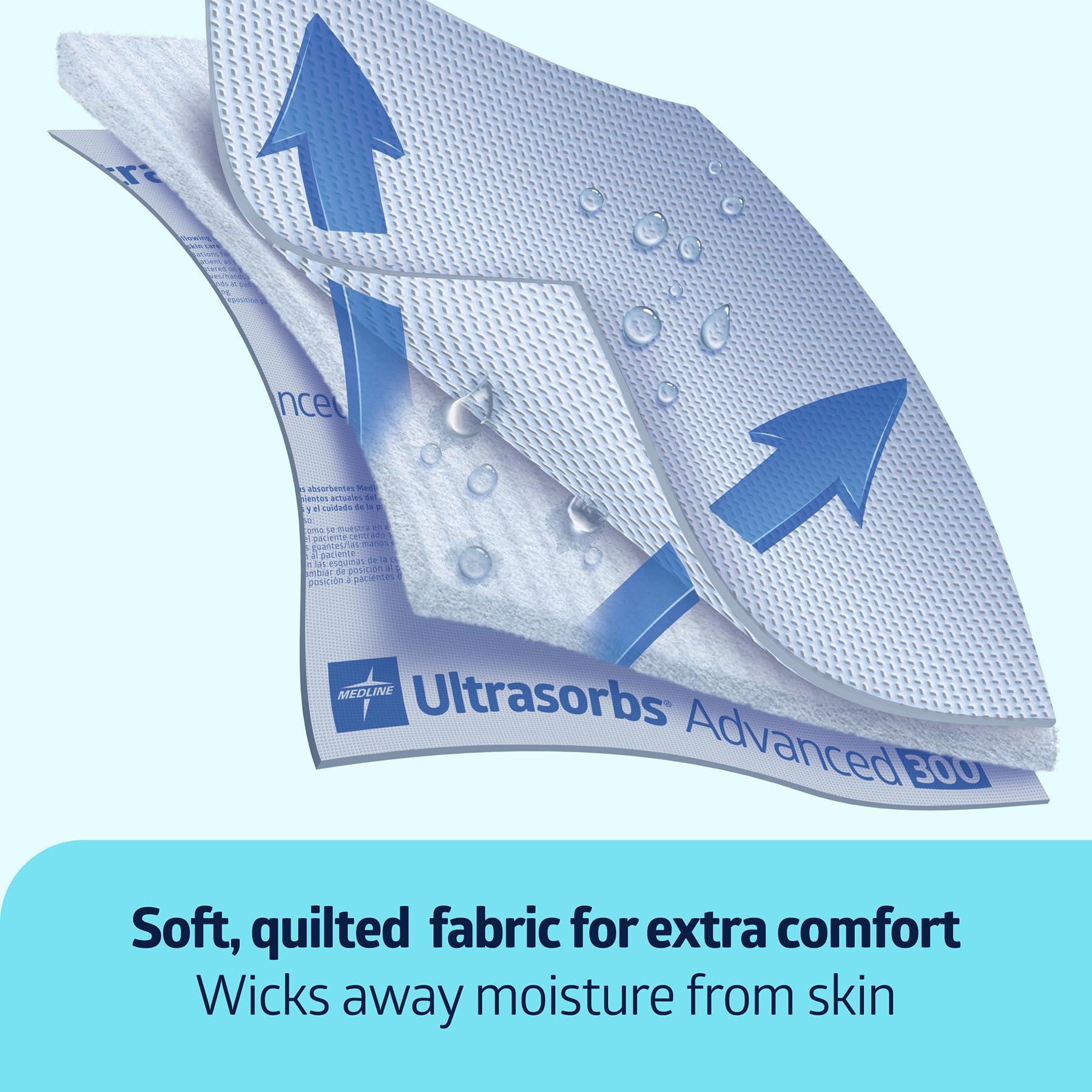 Medline Medline Advanced Ultrasorbs Drypads, 30\" x 36\", 70 Count, Large Disposable Bed Pads, Incontinence Bed Pads, Super Absorbent Chucks For Adults, Elderly, 300 lb Weight Capacity