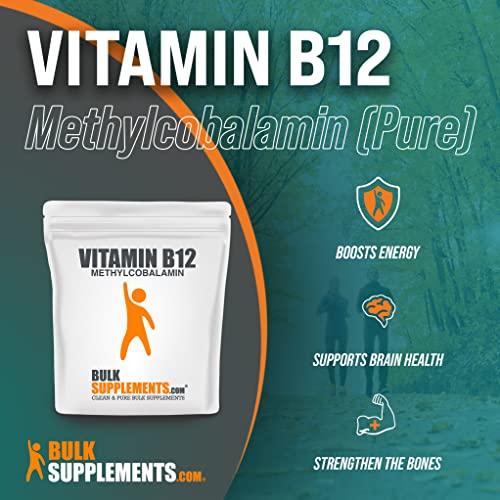 BulkSupplements BulkSupplements.com Pure Vitamin B12 Methylcobalamin Powder - Vitamin B12 Supplements, Essential B Vitamin - Pure Product, Multiple Servings, 25g (0.88 oz) (Pack of 1)