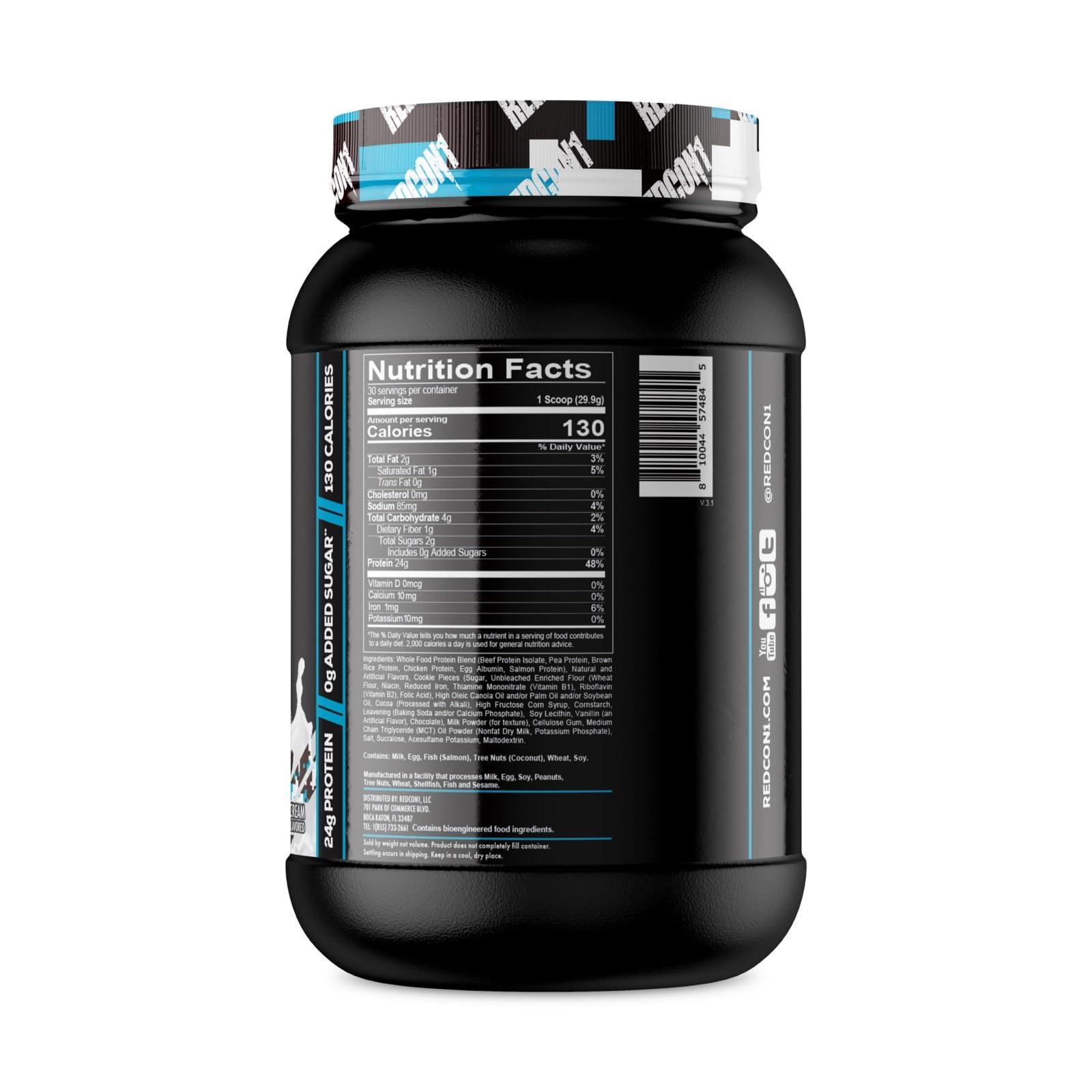 REDCON1 REDCON1 MRE Lite Whole Food Protein Powder, Cookies N' Cream - Low Carb & Whey Free Meal Replacement with Animal Protein Blends - Easy to Digest Supplement Made with MCT Oils (30 Servings)