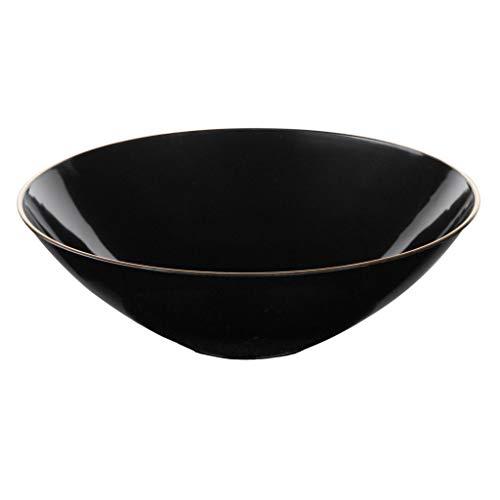 EcoQuality EcoQuality 16 oz Black Plastic Round Bowls with Gold Rim - Disposable Plastic Soup Bowls, Heavy Duty Plastic Salad Bowls, Dessert Bowl for Baby Showers, Weddings, Birthday Party (240 PACK)