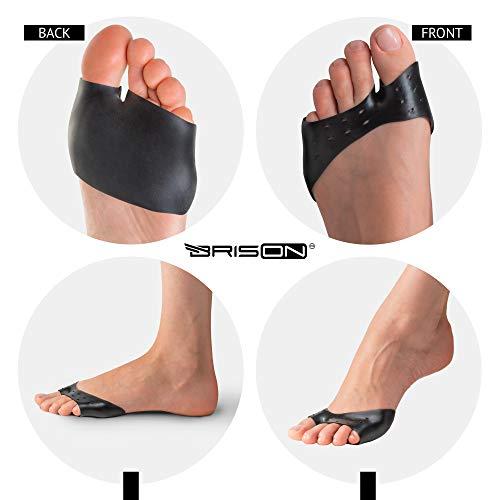 BRISON Metatarsal Pads Ball of Foot Cushions - Soft Gel Forefoot Sleeves Mortons Neuroma Callus Metatarsalgia Feet Pain Relief Bunion Forefoot Cushioning Relief Women Men - 2 Pairs - Black