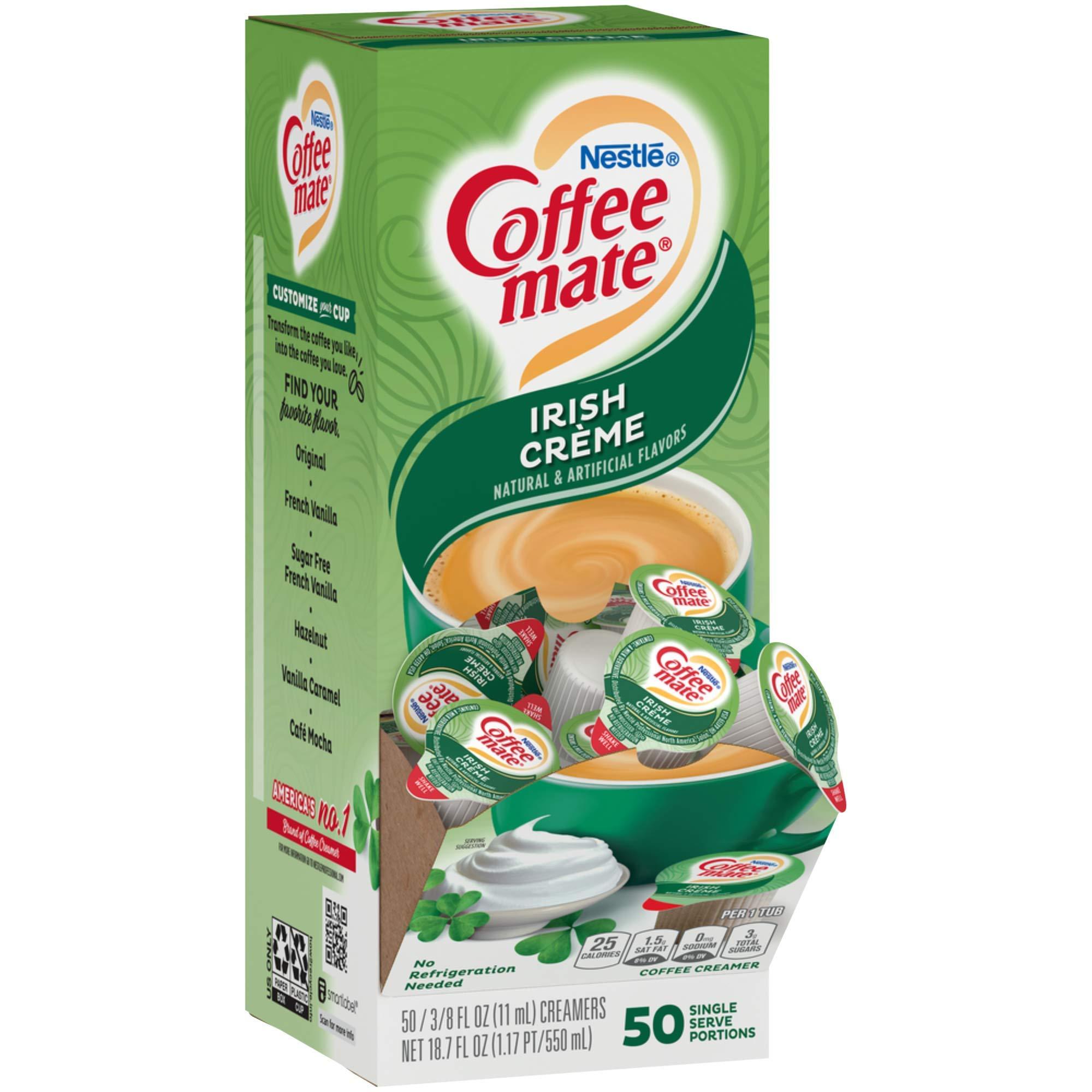 By The Cup Nestle Coffee mate Liquid Coffee Creamer Singles, Irish Crme, 50 Ct Box