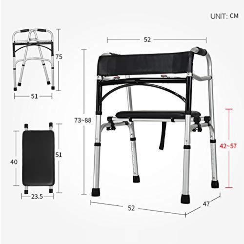 Lattice Walkers Aluminum Walker Frame, Portable Folding Adjustable Height Design with Handbrak/Seat Mobility Aid for Adult Disabled Elderly