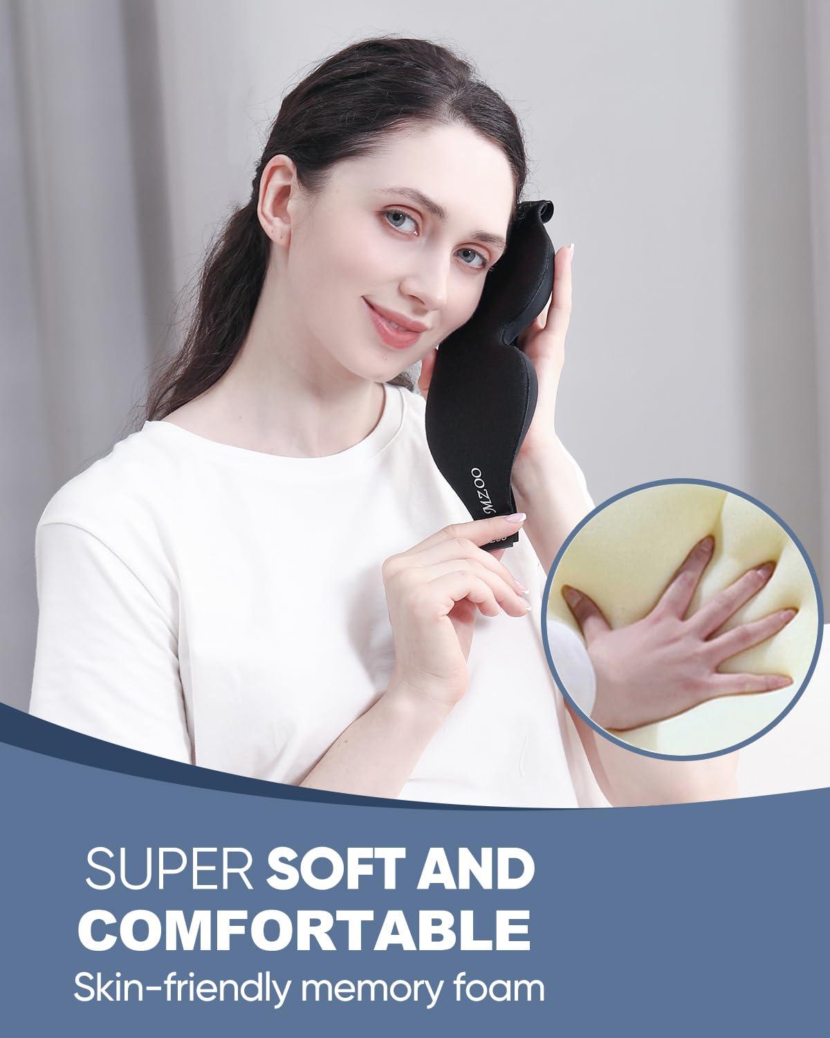 MZOO MZOO Sleep Eye Mask for Men Women, Zero Eye Pressure 3D Sleeping Mask, 100% Light Blocking Patented Design Night Blindfold, Soft Eye Shade Cover for Travel, Red