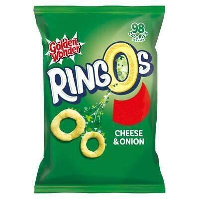 Golden Wonder Golden Wonder Ringos Cheese & Onion - 20g - Pack of 12