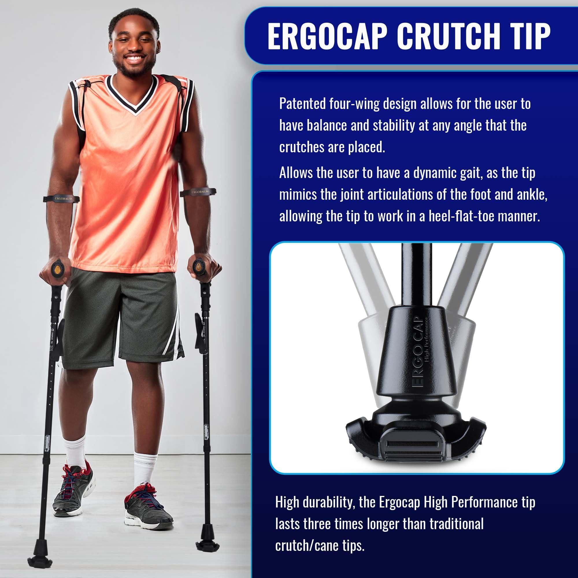 Ergoactives,LLC Ergobaum 7G by Ergoactives. 1 Pair (2 Units) of Ergonomic Forearm Crutches - Adult 5' - 6'6'' Adjustable, Foldable, Ergonomic, Shock Absorber, Non-Slip, Knee-Rest Platforms, LED Lights (Black)