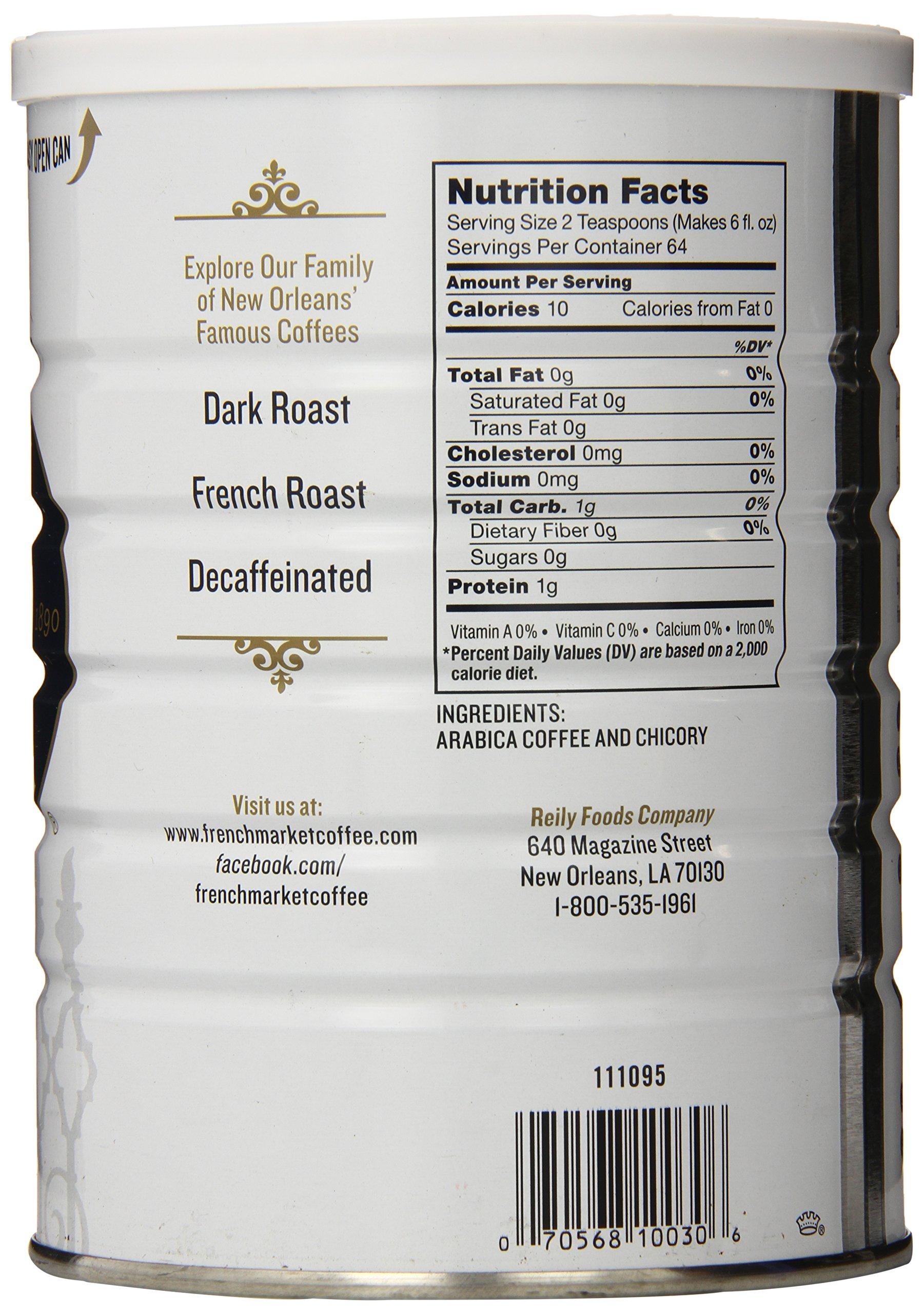 FRENCH MARKET French Market Coffee, Coffee & Chicory Restaurant Blend, Medium-Dark Roast Ground Coffee, 12-Ounce Metal Can (Pack of 4)