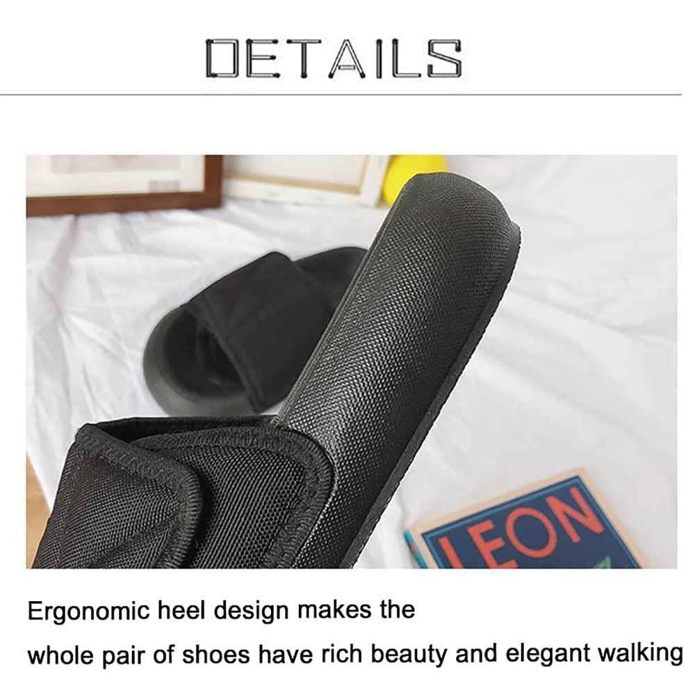 ZJING ZJING Adjustable Womens Diabetic Slippers, Open Toe Extra Wide Width Slippers for Womens, Comfortable Orthopedic Shoes, Edema Shoes for Arthritis Swollen Feet,Gray,8