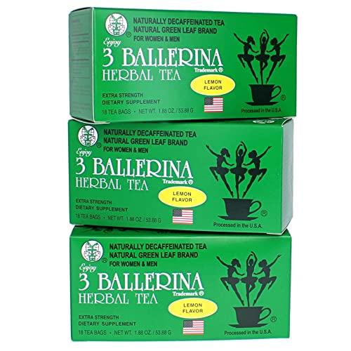 3 Ballerina 3 BALLERINA TEA DIETERS DRINK EXTRA STRENGH LEMON FLAVOR (3 boxes, 18 tea bags , 1.88 oz ?
