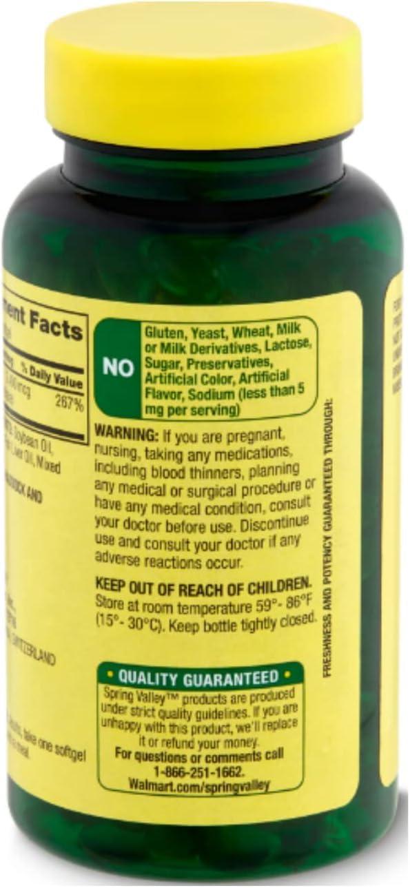 Generic Spring Valley Vitamin A Supplement 2400 mcg, 250 Count +VLS Sticker.