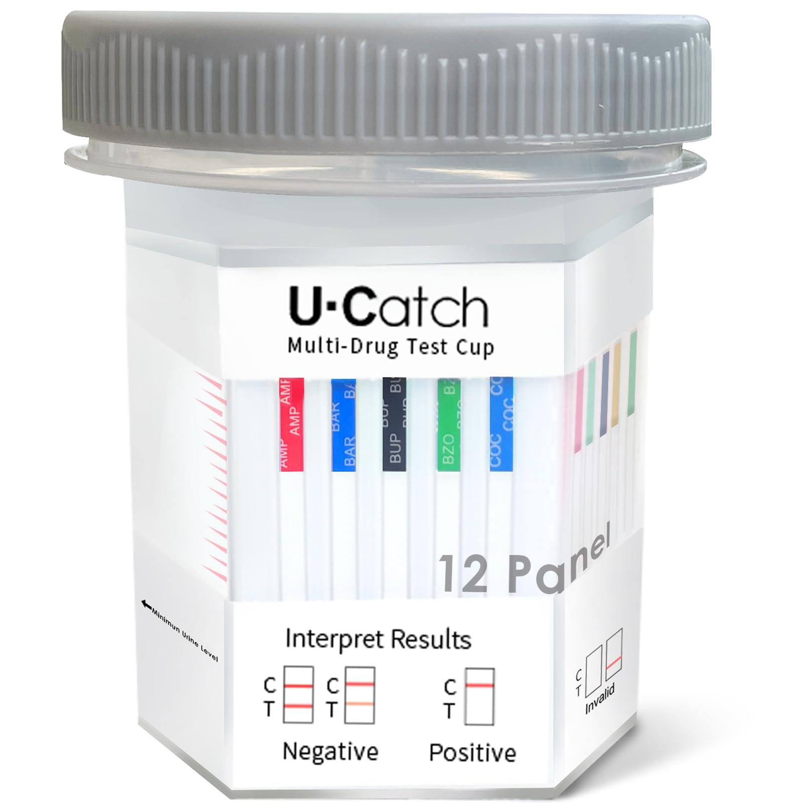 U Catch [5 Pack] Multidrug Test Cup Kit: 12 Panel Urine Test Cup Rapid Test at Home -The Largest DOA Cup