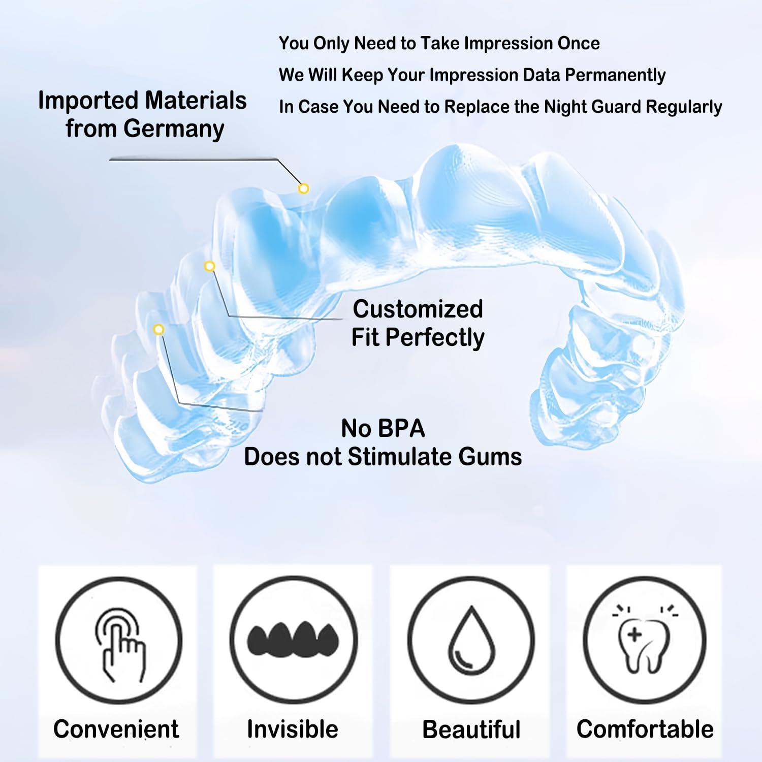Candyying Custom Night Guard, Custom Mouth Teeth Guards Against Teeth Grinding/Clenching Dental Retainer for TMJ Relief and Bruxism (One Upper Guard)