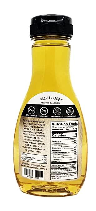 All-u-Lose Maple & Honey (Mixed Pack 2 ea 11.75 oz). All-u-Lose Natural Rare Sugar Sweeteners, Non-GMO Allulose, Honey made with Allulose and Monkfruit