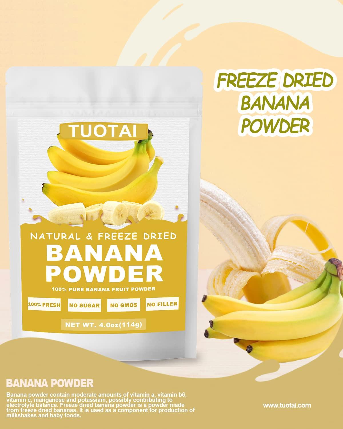TUOTAI Nature Banana Fruit Powder,Freeze Dried Banana Powder, 4 Ounces, Banana Powder for Cake, Drinks and Baking Food