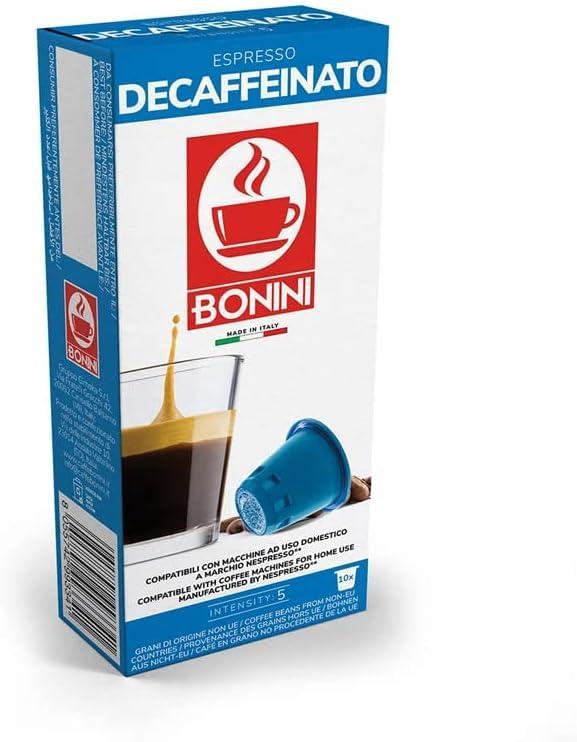 Caff Tiziano Bonini Bonini DECAF Coffee Pods, 10 Packs Decaffeinated Capsules/Pods. Each Pack 10 Pods Total 100 Pods. 100% Italian coffee