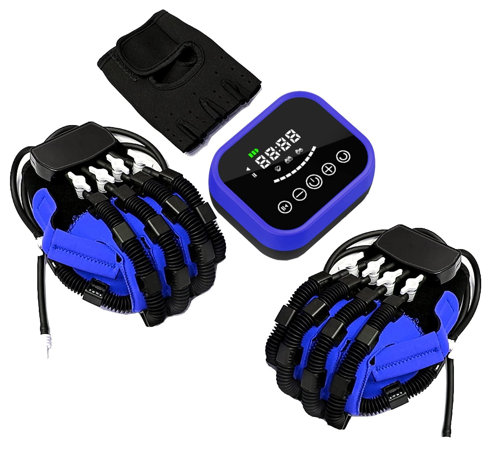 Susisang Both Hands Rehabilitation Robot Gloves Electric Glove Finger Orthoses Soft Resting Hand Splint for Flexion Contracture LCD Touch Screen/Timing/Intensity Can Be Adjusted (M)