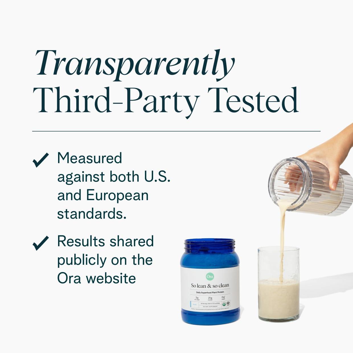 Ora Organic Ora Organic Vegan Protein Powder - 23g Plant Based Pea Protein + Superfood for Women and Men - Unsweetened 20 Servings, No Erythritol, Digestive Enzyme, Keto-Friendly, Gluten-Free, Paleo, Soy-Free