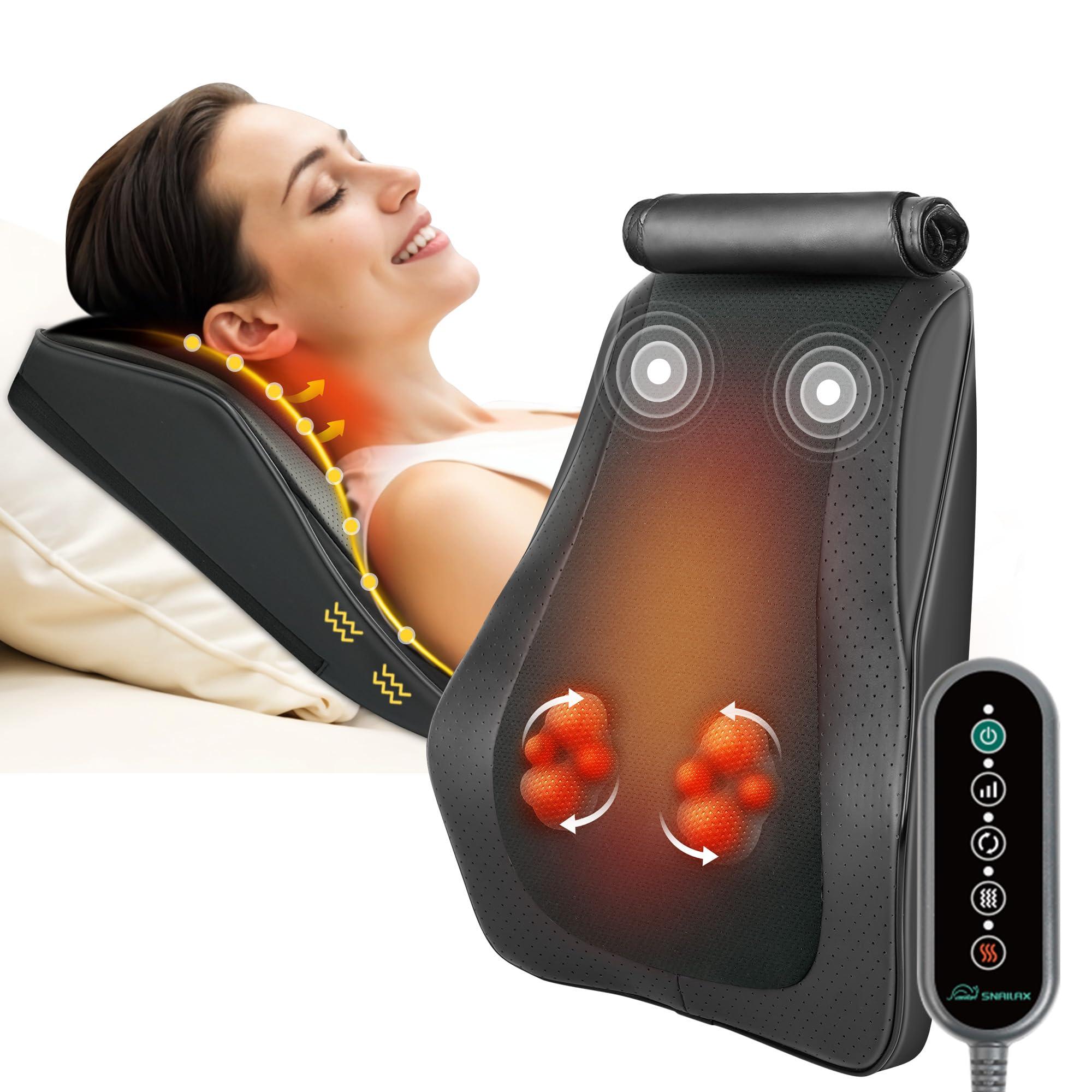 Snailax Snailax Back Massager for Back Pain Deep Tissue, Shiatsu Lower Back Neck Massager with Heat, Kneading Massage Pillow for Back Neck Shoulder, Valentine Gift(Black)