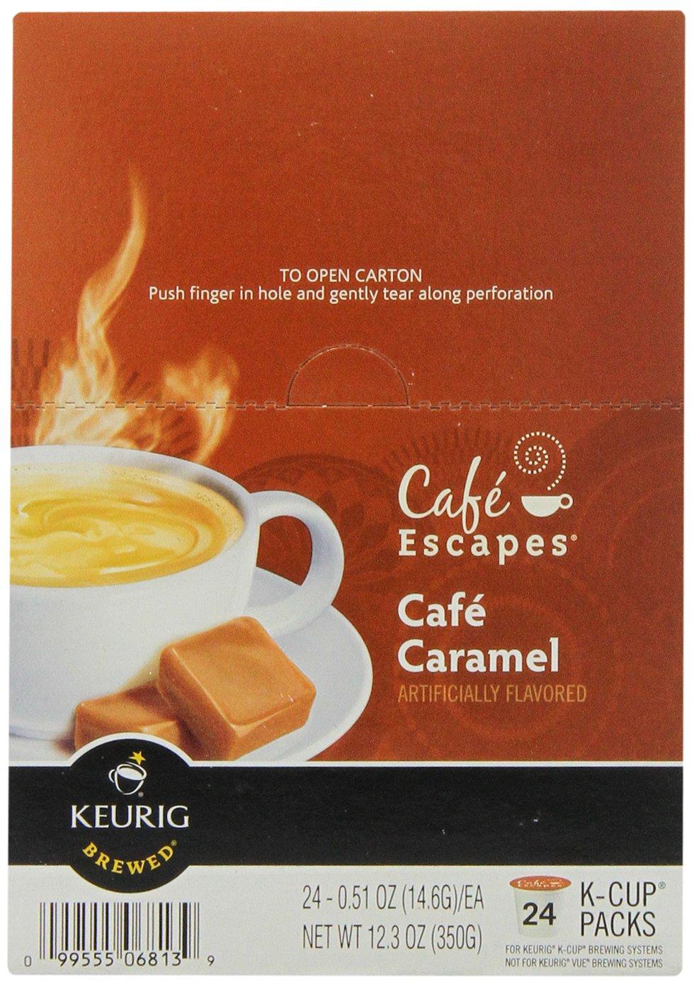 Café Escapes Cafe Escapes Cafe Caramel Coffee, Keurig K-Cup Pods, Light Roast, 24/Box (GMT6813)