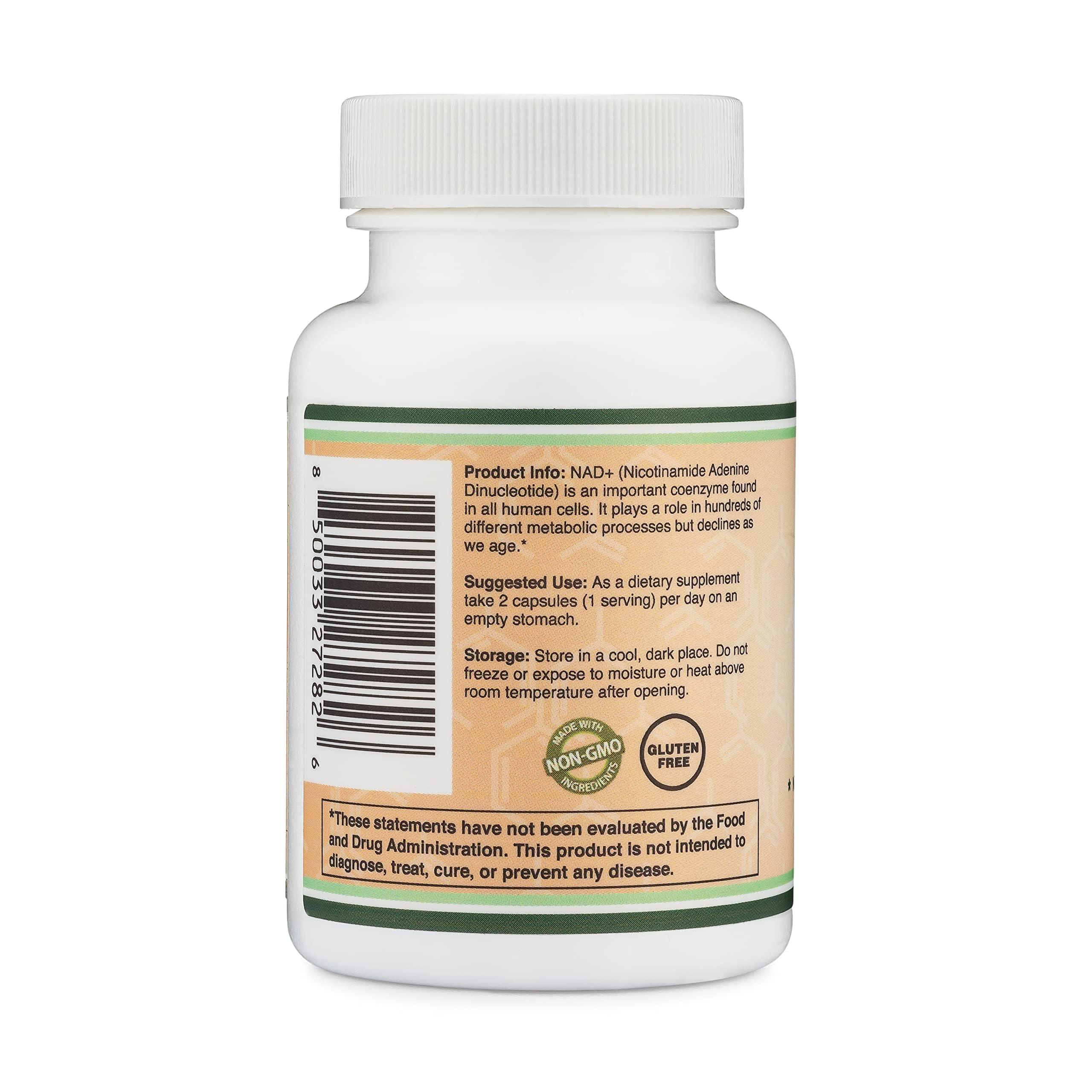 Double Wood Supplements NAD Supplement (500mg of 95% Pure NAD+ Per Serving, 30 Day Supply) NAD Booster Similar to Nicotinamide Riboside (Third Party Tested, Vegan Safe, Non-GMO) by Double Wood