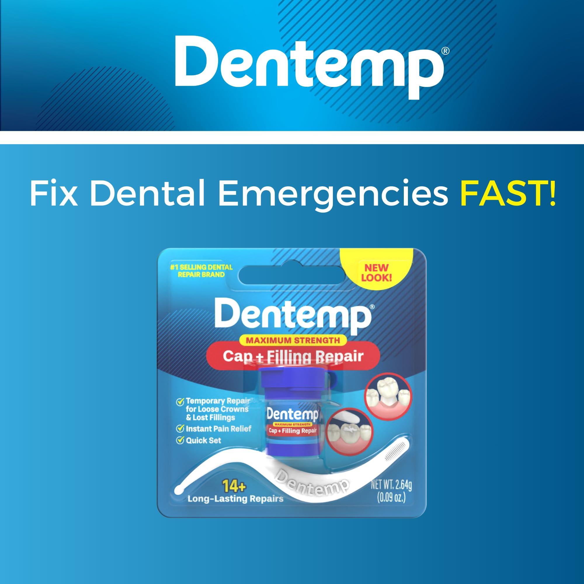 Dentemp Dentemp Maximum Strength Loose Cap and Lost Filling Repair - Dental Repair Kit for Instant Pain Relief (Pack of 3)