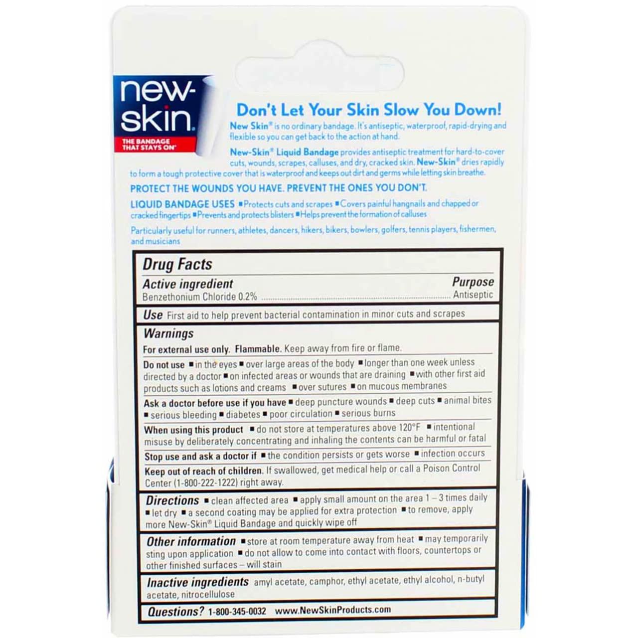 NEW-SKIN New-Skin Liquid Bandage, Waterproof Bandage for Scrapes and Minor Cuts, 1 fl oz (Pack of 5)