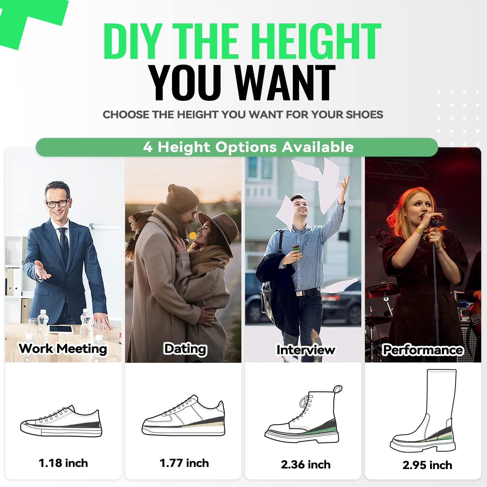 DynWalker DynWalker Lift Insole Boost Inner Sole 2.95 Inch Heel Pads for Shoes Anti-Slip Flexible Soft Cushioned Heel Massage for Uneven Legs Adjustable Size 2 Layer S Green