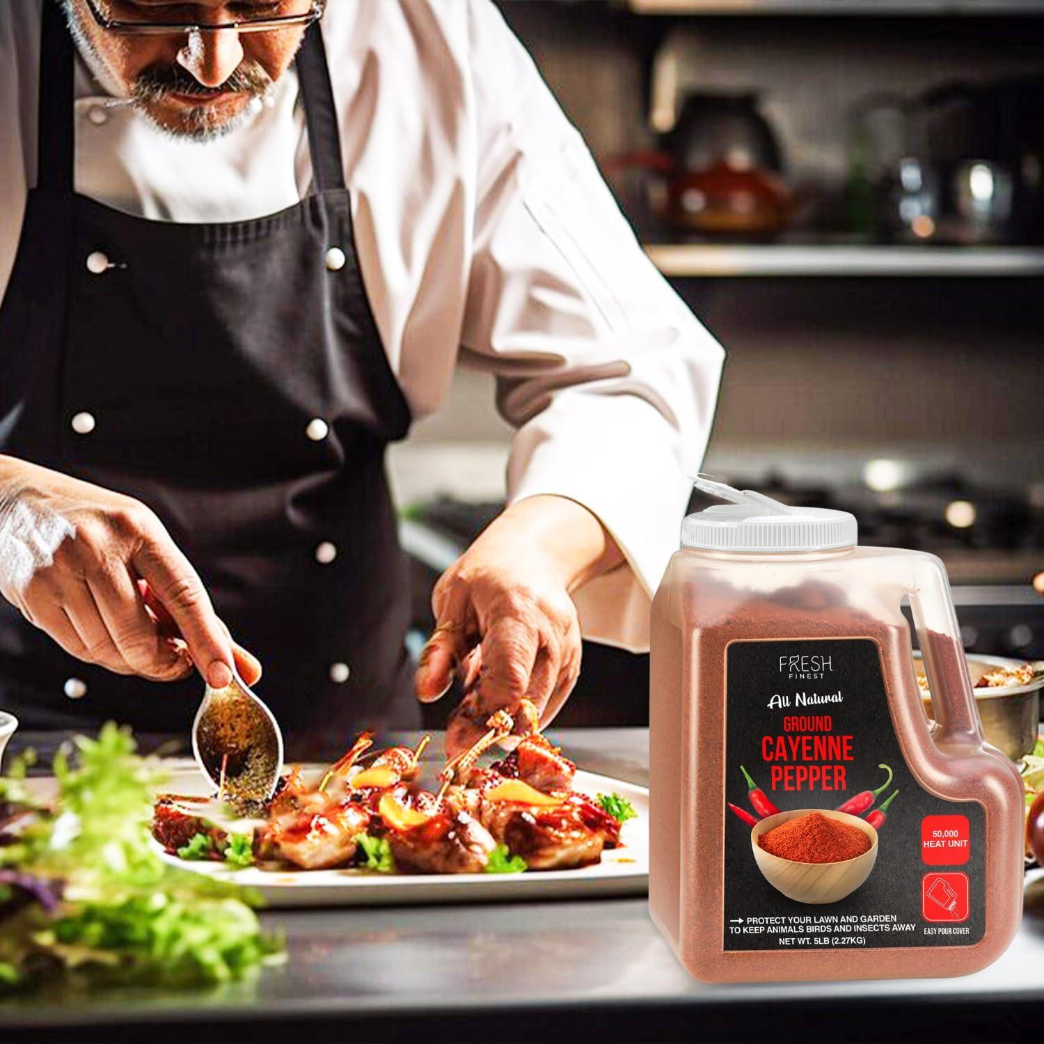 Fresh Finest Cayenne Pepper Powder Bulk 5 LB All Natural Red Pepper Spice 50,000 SHU Heat, Commercial and Home Cooking