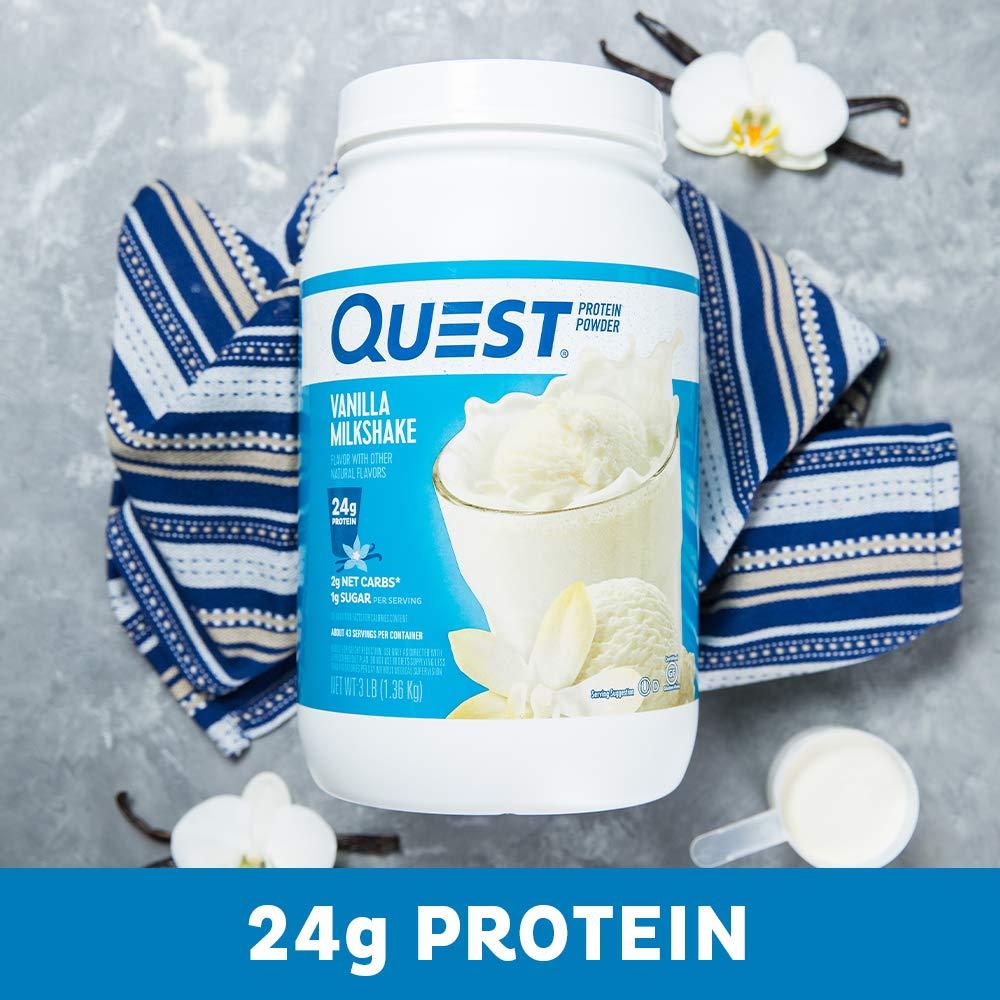 Quest Nutrition Quest Nutrition Vanilla Milkshake Protein Powder, 24g of Protein, 1g of Sugar, Low Carb, Gluten Free, 3 Pound, 43 servings & Salted Caramel Protein Powder; 26g Protein; 1g Sugar; Low Carb; Gluten Free