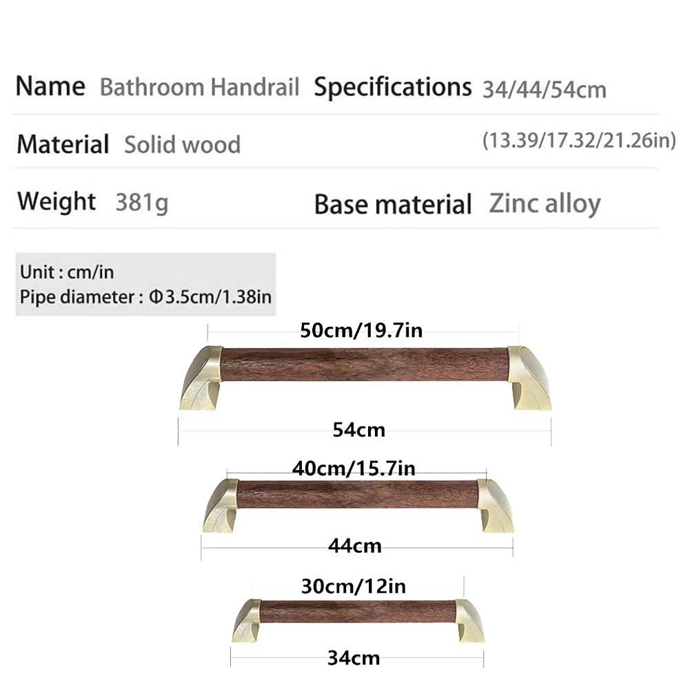WeBert Bathroom Grab Rails,Shower Handles for Elderly, Wood Grab Rail Bathroom Balance Bar, Safety Hand Rail Support, Non-Skid, Assist Bath Handle for Seniors, Disabled and Handicap (Color : Black Walnut Co