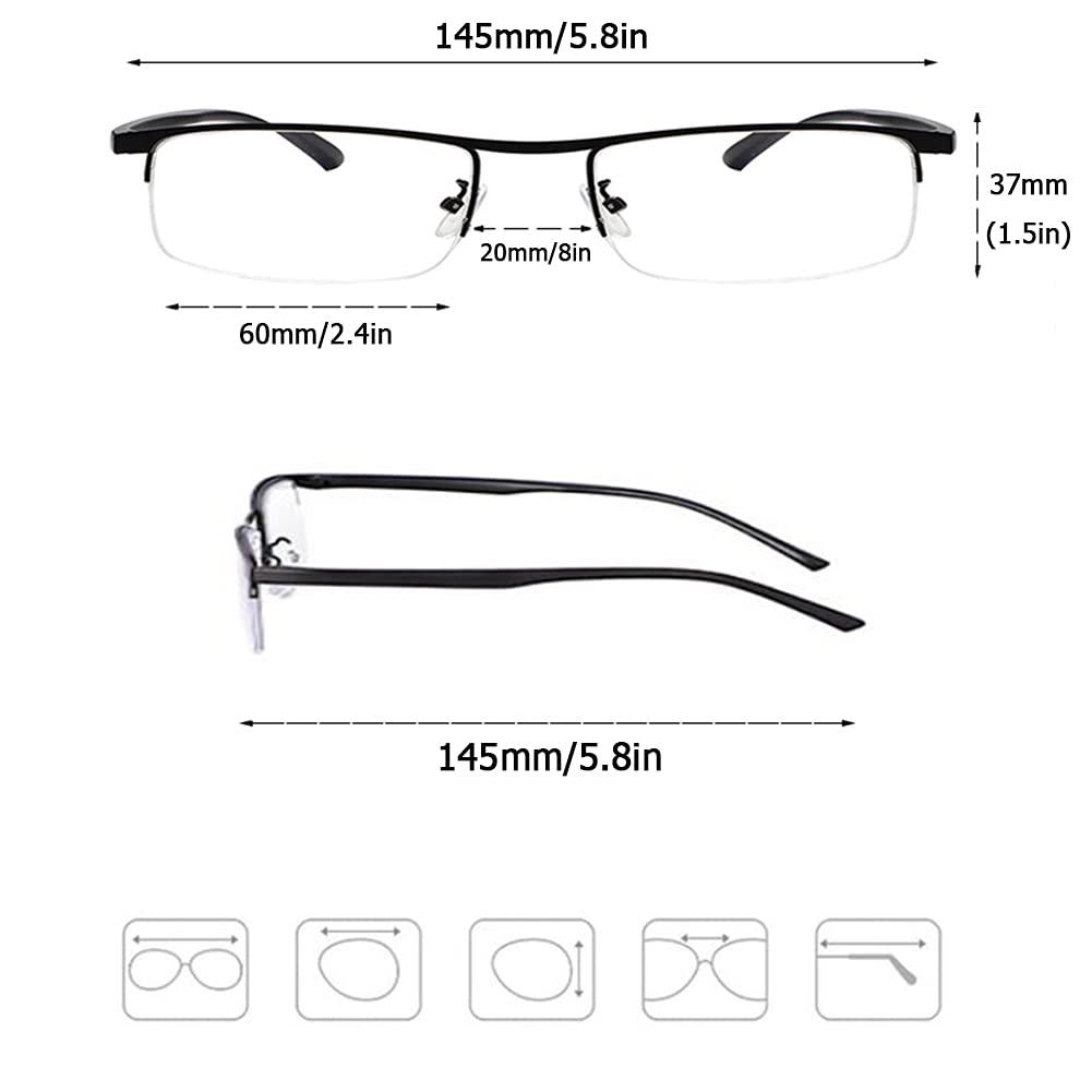 NWB Multifocal Progressive Reading Glasses,Readers with Light Thin Metal Frame,Blue Light Blocking for men women