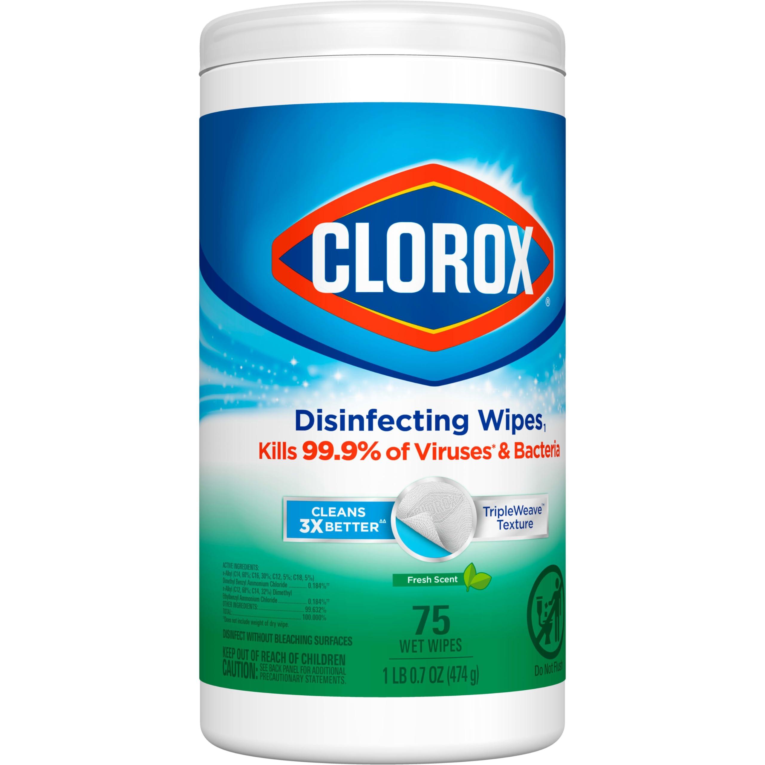 Clorox Disinfecting Wipes Clorox Disinfecting Wipes, Bleach Free Cleaning Wipes, Fresh, 75 Count (Package May Vary)