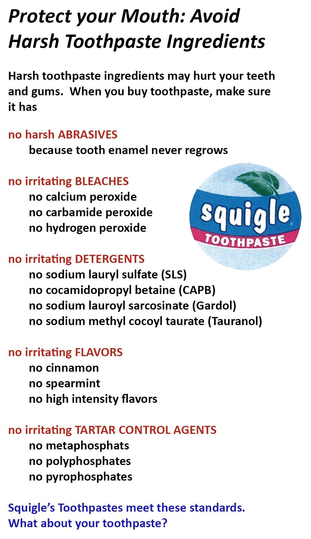 Squigle Squigle Enamel Saver Toothpaste (Canker Sore Prevention & Treatment) Prevents Cavities, Perioral Dermatitis, Bad Breath, Chapped Lips - 4 Pack