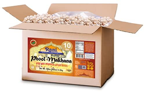 Rani Brand Authentic Indian Products Rani Jumbo Phool Makhana (Fox Nut/Popped Lotus Seed) Plain Raw Uncooked 160oz (10lbs) 4.54kg Bulk Box ~ All Natural | Vegan | No Colors | Gluten Friendly | NON-GMO | Indian Origin