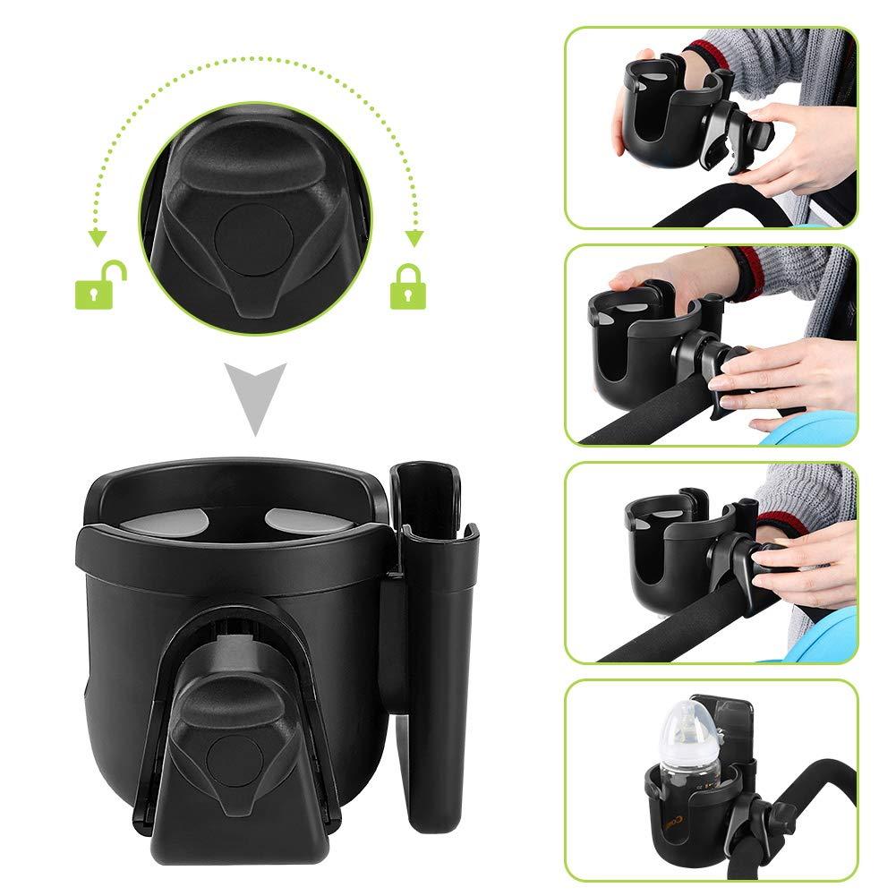 Accmor Accmor 2-in-1 Walker Cup Holder with Phone Holder, Wheelchair Cup Holder, Rollator Cup Holder, Cup and Phone Holder for Walker, Wheelchair, Rollator, Mobility Scooter, Black, 2 Pack