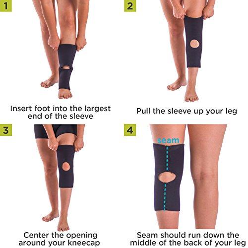 BraceAbility BraceAbility Open Patella/Open Back Neoprene Knee Sleeve | Water-Resistant Athletic Compression Knee Brace for Swimming, Wakeboarding, Scuba Diving, Surfing, Waterskiing and Other Sports (Small)